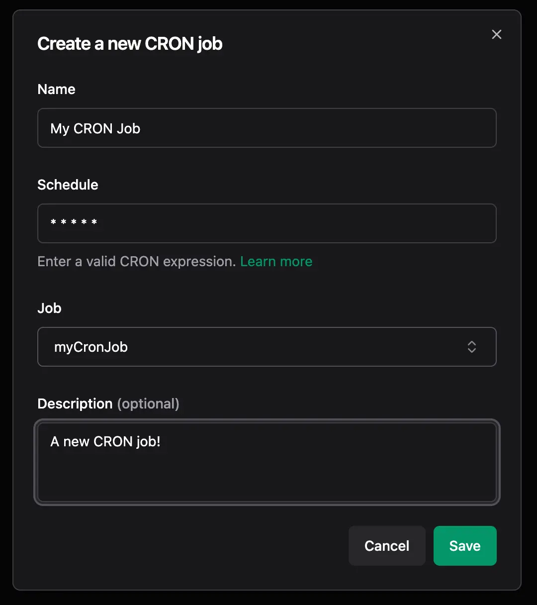 Queuebase CRON job creation